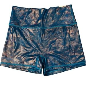 High-Waist Shimmery Blue Women's Shorts